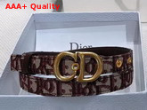 Dior Saddle Belt in Burgundy Dior Oblique Jacquard Canvas Replica