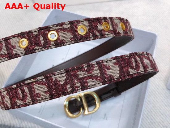 Dior Saddle Belt in Burgundy Dior Oblique Jacquard Canvas Replica