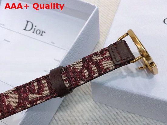 Dior Saddle Belt in Burgundy Dior Oblique Jacquard Canvas Replica