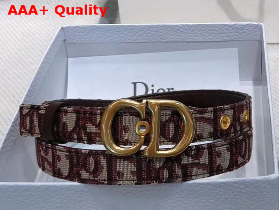 Dior Saddle Belt in Burgundy Dior Oblique Jacquard Canvas Replica