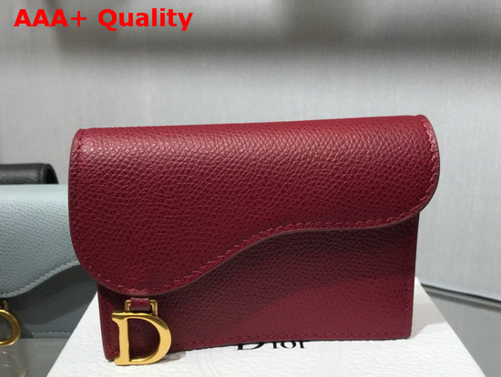 Dior Saddle Calfskin Card Holder in Red Replica