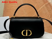 Dior Small 30 Montaigne Avenue Top Handle Bag Black Ribbed Calfskin Replica