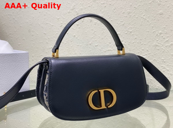 Dior Small 30 Montaigne Avenue Top Handle Bag Blue Dior Oblique Jacquard and Calfskin Replica