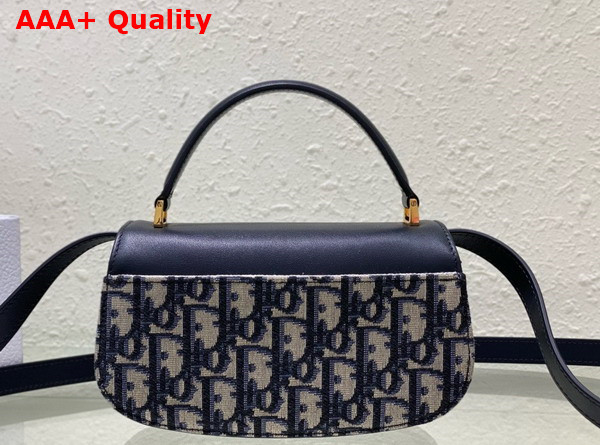 Dior Small 30 Montaigne Avenue Top Handle Bag Blue Dior Oblique Jacquard and Calfskin Replica