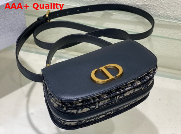 Dior Small 30 Montaigne Avenue Top Handle Bag Blue Dior Oblique Jacquard and Calfskin Replica