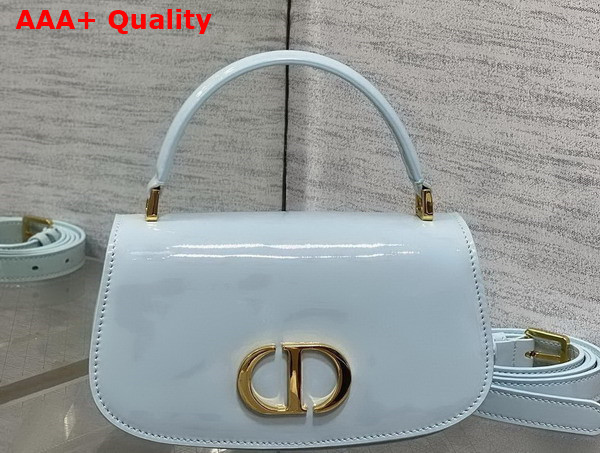 Dior Small 30 Montaigne Avenue Top Handle Bag in Pale Blue Patent Calfskin Replica