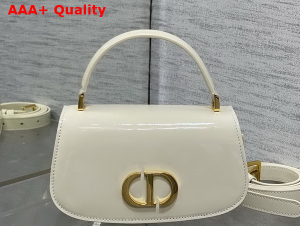 Dior Small 30 Montaigne Avenue Top Handle Bag in White Patent Calfskin Replica