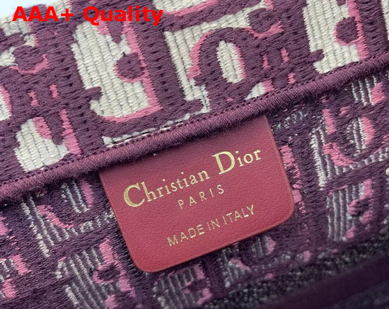 Dior Small Book Tote Bag in Burgundy Embroidered Dior Oblique Canvas Replica