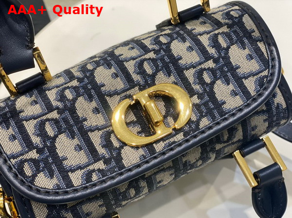 Dior Small Boston Bag in Blue Dior Oblique Jacquard Canvas Replica