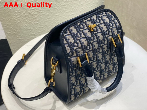 Dior Small Boston Bag in Blue Dior Oblique Jacquard Canvas Replica