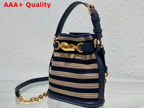 Dior Small Cest Dior Bag Natural and Denim Blue Mariniere Raffia Replica