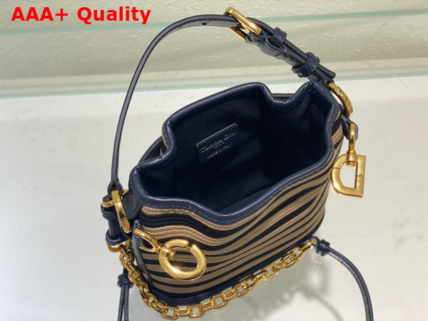 Dior Small Cest Dior Bag Natural and Denim Blue Mariniere Raffia Replica