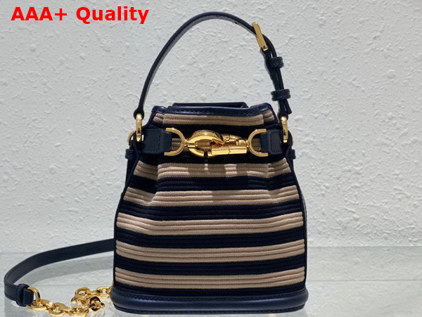 Dior Small Cest Dior Bag Natural and Denim Blue Mariniere Raffia Replica