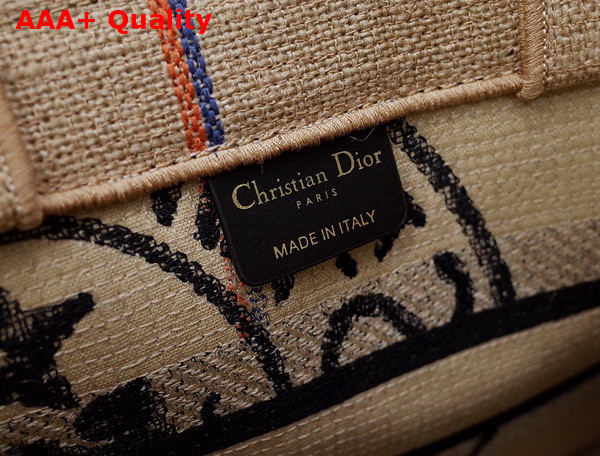 Dior Small Dior Book Tote Beige Jute Canvas Embroidered with Dior Union Motif Replica