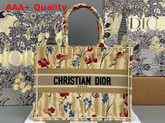 Dior Small Dior Book Tote Beige Multicolor Dior Hibiscus Metallic Thread Embroidery Replica