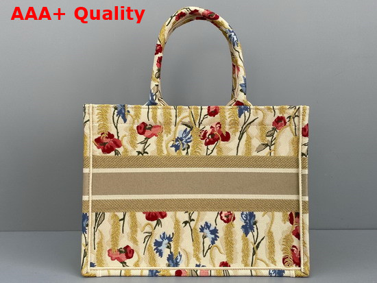 Dior Small Dior Book Tote Beige Multicolor Dior Hibiscus Metallic Thread Embroidery Replica