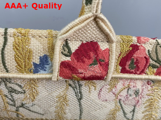 Dior Small Dior Book Tote Beige Multicolor Dior Hibiscus Metallic Thread Embroidery Replica