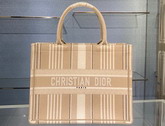 Dior Small Dior Book Tote Beige Stripes Embroidery Replica