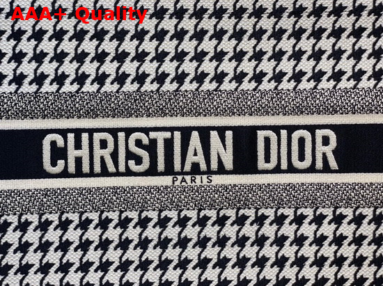 Dior Small Dior Book Tote Black and White Houndstooth Embroidery Replica