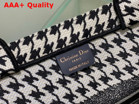 Dior Small Dior Book Tote Black and White Houndstooth Embroidery Replica