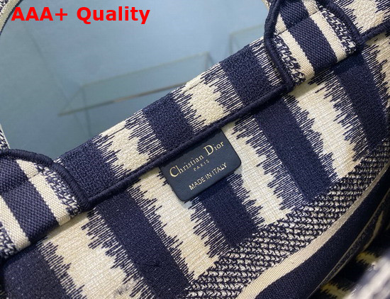 Dior Small Dior Book Tote Blue D Stripes Embroidery Replica