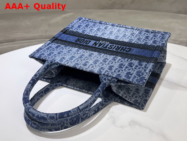 Dior Small Dior Book Tote Blue Denim Dior Oblique Jacquard Replica