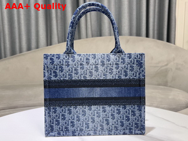 Dior Small Dior Book Tote Blue Denim Dior Oblique Jacquard Replica