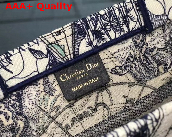 Dior Small Dior Book Tote Blue Multicolor Dior Around the World Embroidery Replica