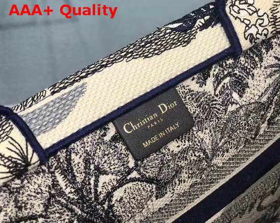 Dior Small Dior Book Tote Blue Palm Tree Toile de Jouy Embroidery Replica