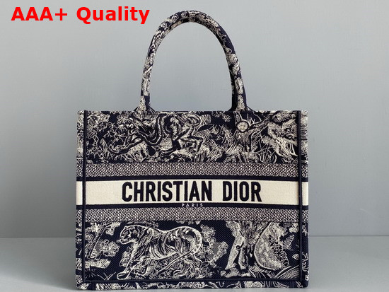 Dior Small Dior Book Tote Blue Toile de Jouy Embroidery Replica