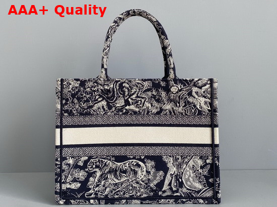 Dior Small Dior Book Tote Blue Toile de Jouy Embroidery Replica