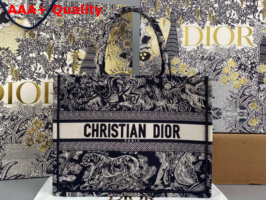 Dior Small Dior Book Tote Blue Toile de Jouy Embroidery Replica