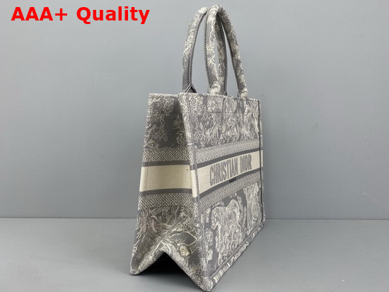 Dior Small Dior Book Tote Gray Toile de Jouy Embroidery Replica