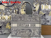 Dior Small Dior Book Tote Gray Toile de Jouy Embroidery Replica