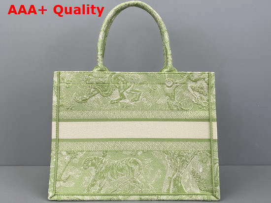 Dior Small Dior Book Tote Green Toile de Jouy Reverse Embroidery Replica