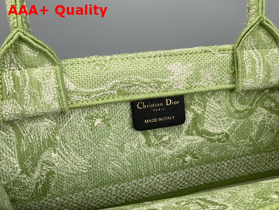 Dior Small Dior Book Tote Green Toile de Jouy Reverse Embroidery Replica