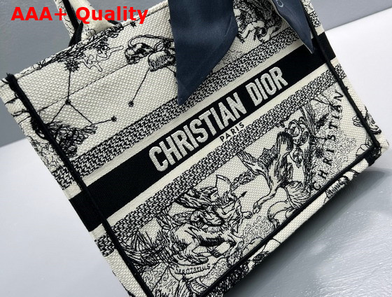 Dior Small Dior Book Tote Latte Toile de Jouy Zodiac Embroidery Replica