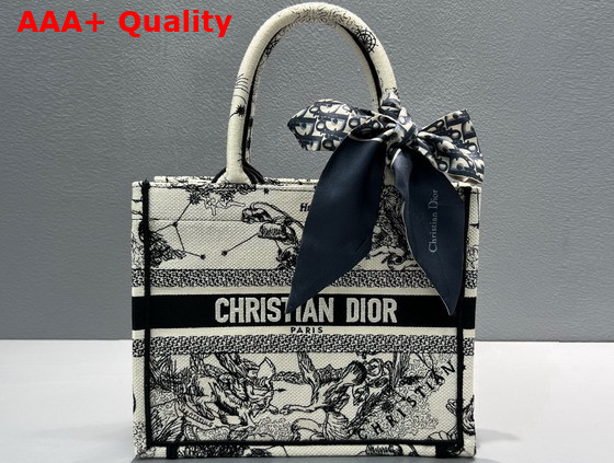 Dior Small Dior Book Tote Latte Toile de Jouy Zodiac Embroidery Replica