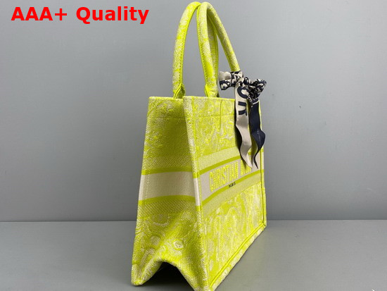 Dior Small Dior Book Tote Lime Toile de Jouy Reverse Embroidery Replica