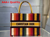 Dior Small Dior Book Tote Multicolor D Stripes Embroidery Replica