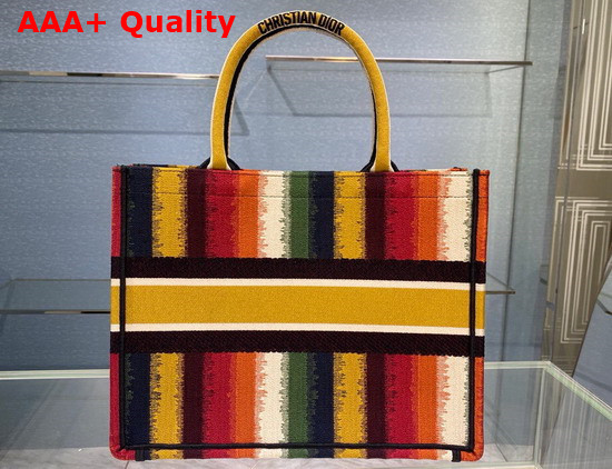 Dior Small Dior Book Tote Multicolor D Stripes Embroidery Replica