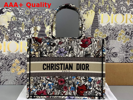 Dior Small Dior Book Tote Multicolor Mille Fleurs Embroidery Replica