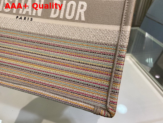 Dior Small Dior Book Tote Multicolor Stripes Embroidery Replica