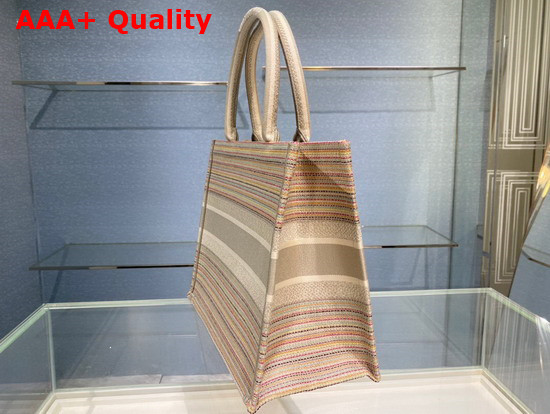 Dior Small Dior Book Tote Multicolor Stripes Embroidery Replica