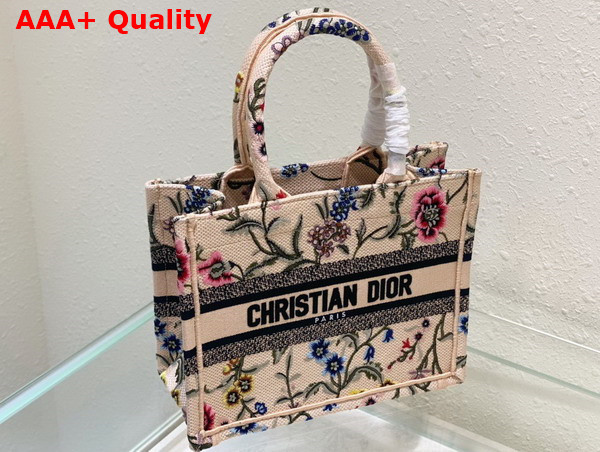 Dior Small Dior Book Tote Natural Multicolor Raffia Embroidered with Dior Petites Fleurs Replica