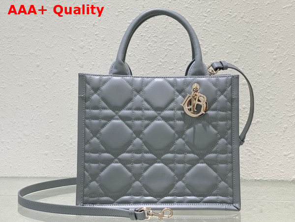 Dior Small Dior Book Tote Stone Grey Macrocannage Calfskin Replica