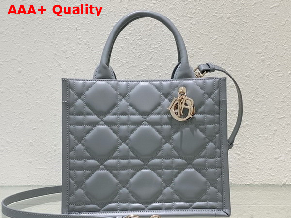 Dior Small Dior Book Tote Stone Grey Macrocannage Calfskin Replica