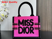 Dior Small Dior Book Tote Two Tone Fuchsia and Purple Miss Dior Graffiti Embroidery Replica