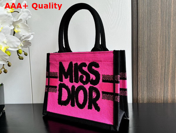 Dior Small Dior Book Tote Two Tone Fuchsia and Purple Miss Dior Graffiti Embroidery Replica