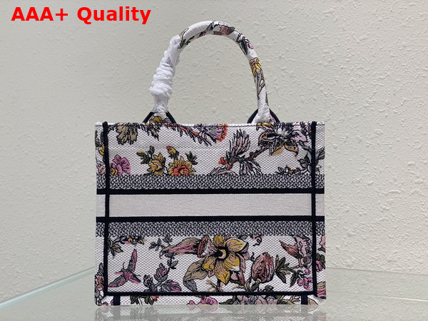 Dior Small Dior Book Tote White Multicolor Dior Jardin Botanique Embroidery Replica